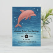 Invitation Dauphin rose et vagues de l'océan bleu profond Ann (Debout devant)