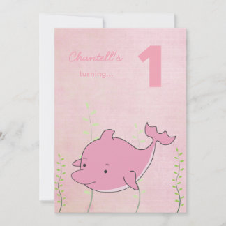 Invitation Dauphin rose sous l'invitation d'anniversaire de