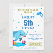 Invitation Dauphin thème Anniversaire de enfant animal marin (Devant)