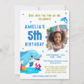 Invitation Dauphin Thème Mer Animal Anniversaire de enfant Ph (Devant)