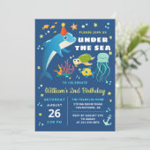 Invitation Dauphin Tortue méduse sous la mer Anniversaire (Debout devant)