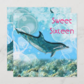 Invitation Dauphin tropical à la fête d'anniversaire de plage (Devant / Derrière)