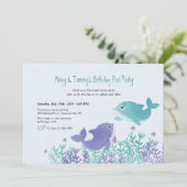 Invitation Dauphin Twins fête d'anniversaire (Debout devant)