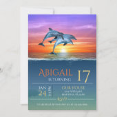 Invitation Dauphins sautant au coucher du soleil vibrant Invi (Devant)