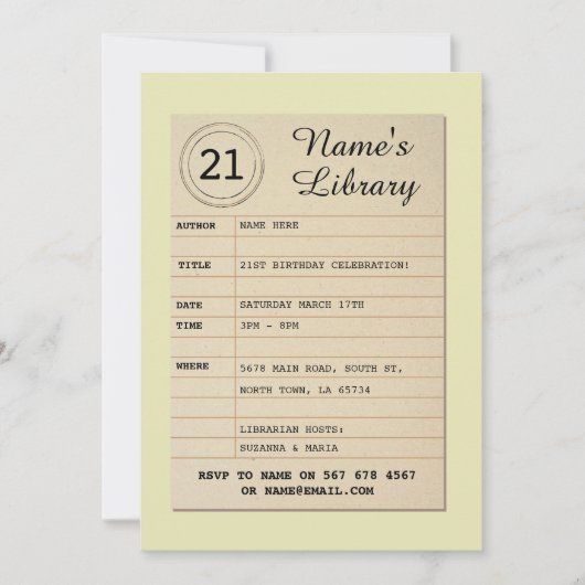 Invitation d'auteur de fête d'anniversaire de (Devant)