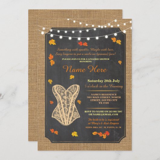 Invitation d'automne de la fête de la mariée Linge (Devant / Derrière)