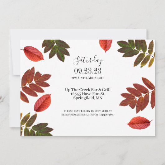 Invitation d'automne de sa soirée de bachelorette  (Dos)