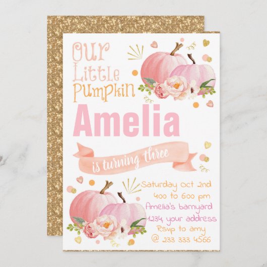 Invitation d'automne d'invitation d'anniversaire (Devant / Derrière)