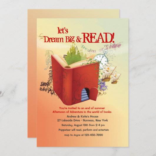 Invitation d'aventure de lecture (Devant / Derrière)