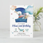 Invitation d'avion 2e anniversaire - Thème d'avion (Debout devant)