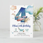 Invitation d'avion 4e anniversaire - Thème d'avion (Debout devant)