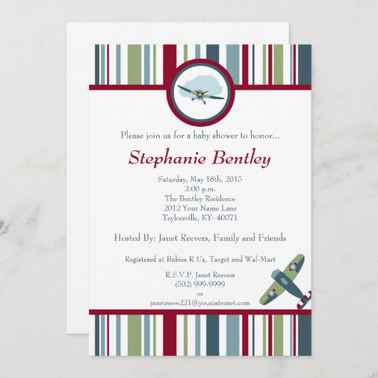 Invitation d'avion 5x7 (Devant / Derrière)