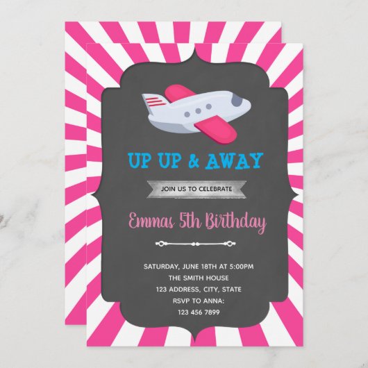 Invitation d'avion de fille (Devant / Derrière)