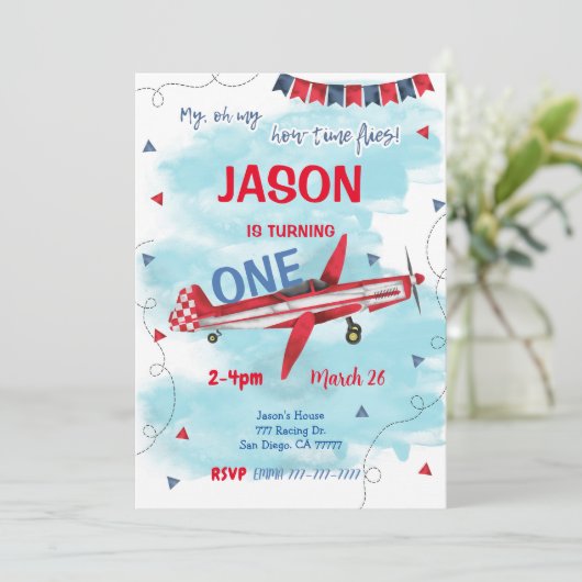 Invitation d'avion modifiable (Debout devant)