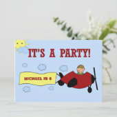 Invitation d'avion personnalisée pour enfants (Debout devant)