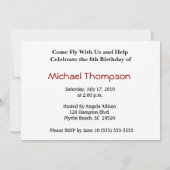 Invitation d'avion personnalisée pour enfants (Dos)