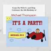 Invitation d'avion personnalisée pour enfants (Devant / Derrière)