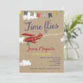 Invitation d'avion vintage, 1er anniversaire pour  (Debout devant)