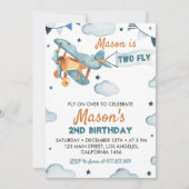 Invitation d'avion vintage 2e anniversaire (Devant)