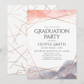 Invitation Dawn Watercolor Fête de graduation géométrique (Devant / Derrière)