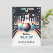 Invitation Day Neon Boy Kids Team Event Bowling 21st Birthday (Debout devant)