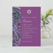 Invitation Dazzant Damask violet et Turquoise (Debout devant)