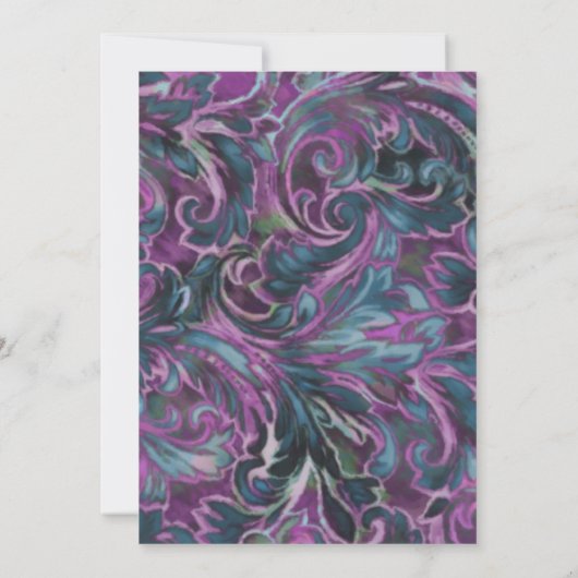 Invitation Dazzant Damask violet et Turquoise (Dos)