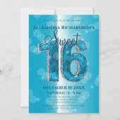 Invitation Dazzling Blue Gemstone Sweet 16 Célébration (Devant)