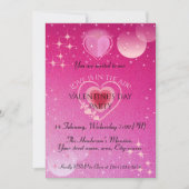 Invitation Dazzling Coeur rose Saint Valentin (Devant)