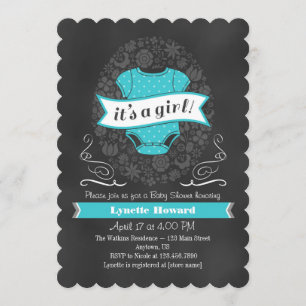 Invitation d'Baby shower de filles en tableau noir