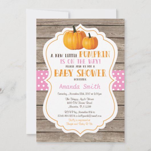 Invitation d'Baby shower russe Citrouille Fall Gir (Devant)