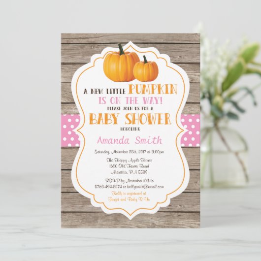 Invitation d'Baby shower russe Citrouille Fall Gir (Debout devant)