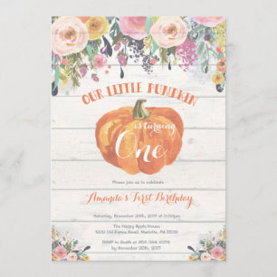 Invitation d'Citrouille d'anniversaire Floral Rust