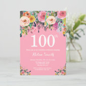 Invitation de 100e anniversaire de la florale rose (Debout devant)