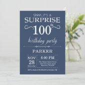 Invitation de 100e anniversaire surprise Bleu (Debout devant)