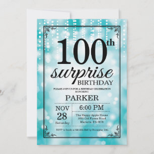 Invitation de 100e anniversaire surprise paillette