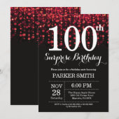 Invitation de 100e anniversaire surprise paillette (Devant / Derrière)