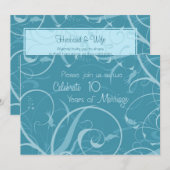 Invitation de 10e anniversaire de mariage Turquois (Devant / Derrière)