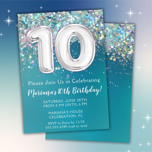 Invitation de 10e anniversaire Parties scintillant