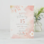 Invitation de 15e anniversaire de la florale rose (Debout devant)