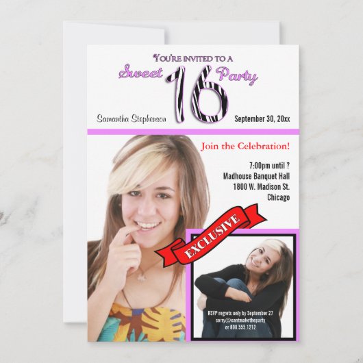 Invitation de 16 fêtes de style magazine personnal (Devant)