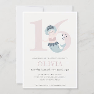 Invitation de 16e anniversaire de petite sirène ro