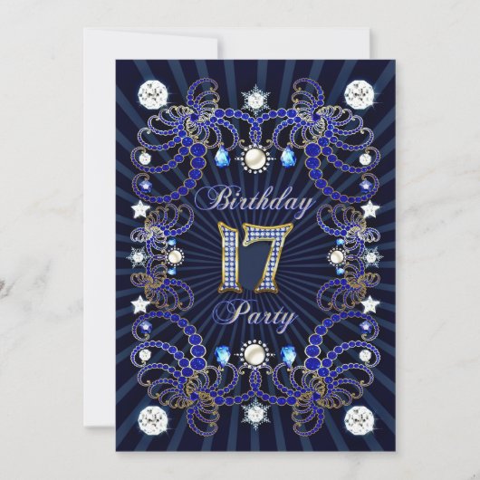 invitation de 17e anniversaire avec une foule de b (Devant)