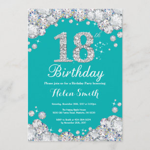 Invitation de 18e anniversaire Diamant Turquoise e