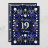 invitation de 19e anniversaire avec une foule de b (Devant / Derrière)