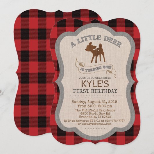 Invitation de 1er Anniversaire (Devant / Derrière)