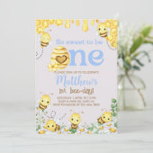 Invitation de 1er anniversaire, bourdon, abeille. (Debout devant)