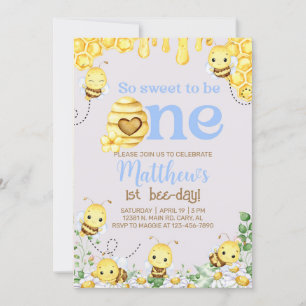 Invitation de 1er anniversaire, bourdon, abeille.