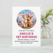 Invitation de 1er anniversaire de Boho Alpaca mign (Debout devant)