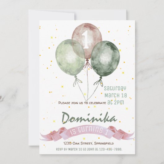invitation de 1er anniversaire, fête d'anniversair (Devant)